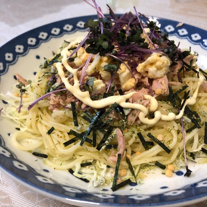 糖質0麺のツナわさび茶漬け和え麺